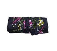 Organiseur de bijoux voyage rétro brodé, étui pliable for bagues, colliers pour bagues, boucles d'oreilles, colliers(Black)