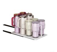 Organiseur de bouteille d'eau extractible, étagère de rangement en forme de tasse avec rails lisses, convient aux tasses de 880,5 g et 1,2 l pour armoires sous évier (blanc)