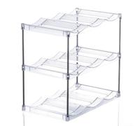 Organiseur de bouteilles empilable en acrylique | Étagère de rangement de boissons transparente à 3 niveaux pour armoire de cuisine | Réfrigérateur et bureau | Support de boisson peu encombrant pour