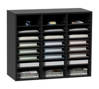 Organiseur de bureau 997x305x680 mm, Réglable 2,3-5,6 cm A4 Empilable Rangement transversal - Rangement (Noir, 3x8 compartiments) - Système de rangement Aide à l'organisation
