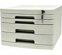 Organiseur de Bureau à 2-14 Tiroirs avec Serrure de SéCurité, Meuble de Rangement LéGer en Plastique pour Documents, Accessoire de Bureau(Small (4 Layers))