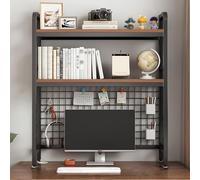Organiseur de bureau à 2 couches avec étagères en fer pour dortoir, maison, bureau, noir (75 x 20 x 98 cm)