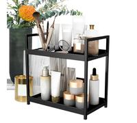Organiseur de bureau à 2 niveaux - Étagère multifonction pour cuisine | Construction robuste en bois et en métal pour livres, fichiers, électroniques, télécopieurs, scanners, fournitures de dortoir