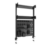 Organiseur de bureau à clipser, organiseur de bureau, bibliothèque | 2 niveaux, avec tableau d'affichage 60 x 95 cm, capacité de charge de 7,5 kg, pour moniteur/livres, noir