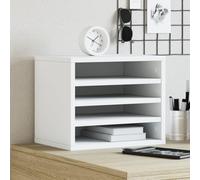 Organiseur de bureau blanc 36 x 26 x 29,5 cm en bois - Plateau de bureau compact avec beaucoup d'espace de rangement pour documents, dossiers, stylos et accessoires, facile d'entretien et durable