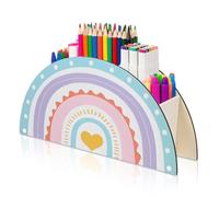 Organiseur de Bureau Bois, Porte Crayon Arc en Ciel, Multifonction Créatif Porte Stylo, Décoration de Bureau, Pour le Rangement des Crayons, Pinceaux, Fournitures de Bureau, Pinceaux de Maquillage
