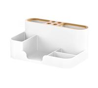 Organiseur de Bureau de Grande capacité, Porte-pinceaux de Maquillage en Plastique, Boîte de Rangement Robuste pour Fournitures de Bureau pour la Maison, Porte-crayons (WHITE)