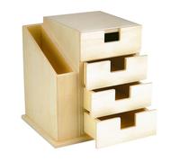 Organiseur de bureau en bois 4 tiroirs 15 x 15,5 x 12,5 cm