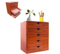 Organiseur de bureau en bois, 5 tiroirs, 25 x 17,5 x 31 cm, peu encombrant, fournitures de bureau, tiroirs de rangement, marron