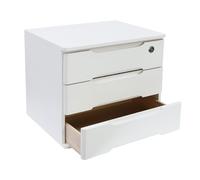 Organiseur de bureau en bois à 3 niveaux avec tiroirs verrouillables, 39 x 30 x 31 cm, blanc