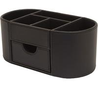 Organiseur De Bureau En Simili Cuir Noir Avec Tiroir Rangement De Bureau Porte-Stylos Conteneur De Maquillage Rangement Pour Crayons 6 Compartiments Caddy De Papeterie H 10 X L 23 X