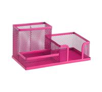Organiseur de bureau Leviatan | Porte-stylo pot à crayons Organiseur de table en métal | Rangement de bureau avec porte-fiches Mesh | 205x103x98mm Rose