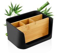 Organiseur de bureau LIVONDO ECO | Organiseur de table, de bureau, de maquillage | Support pour téléphone portable et tablette | Porte-crayons de bureau | Bac à lettres | Porte-serviettes (noir, petit