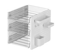 Organiseur de bureau multifonctionnel avec panneau perforé, porte-stylo, bac à courrier empilable, 2 couches/3 couches