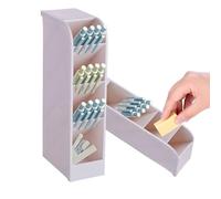 Organiseur de Bureau, Organisateur de Stylo Vertical à 4 Grilles, Organisateur de Bureau en Plastique, Porte-stylo, Papeterie, Plateau de Rangement Multifonctionnel pour Crayons (Beige)