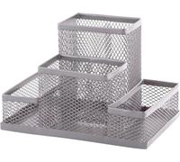 Organiseur De Bureau Porte-Crayons De Bureau Pot À Crayons Organisateur De Table En Métal Plateau De Bureau Avec Porte-Notes En Maille 103 X 154 X 103 Mm Argent