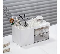 Organiseur De Bureau,Porte Stylo Bureau Avec 4 Compartiments Et 2 Tiroir,Rangement Papeterie Organisateur,Multifonction Organisateur De Office,Organiseur De Stylos Blanc Pour Maison,École,Dortoir