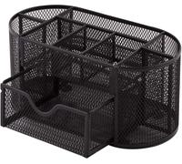 Organiseur De Bureau, Pot À Crayons En Métal, Étagère De Bureau Avec Porte-Notes En Maille, 350 X 297 X 275 Mm, Noir 110445