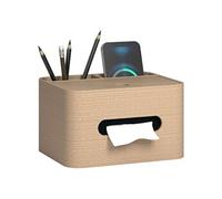 Organiseur de bureau HOMCOM rangement bureau multifonction avec 2 compartiments boîte à mouchoirs en bois naturel