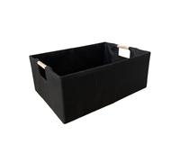 Organiseur de bureau robuste en tissu Oxford avec poignée en bois - Panier de rangement pour étagères de placard - Boîte de rangement avec poignées en bois