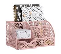 Organiseur de bureau rose clair BLU MONACO - Accessoires de bureau roses mignons et f minins - Rangement de bureau pour filles et femmes - Rangem