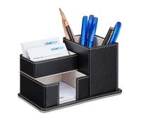 Organiseur de bureau similicuir porte-stylo élégant support à fournitures