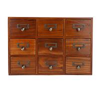 Organiseur de Bureau Vintage en Bois avec 9 Tiroirs, Armoire D'apothicaire, Boîte de Rangement pour Herbes, Meubles Vintage pour Médicaments - Bleu, pour Bureau (5042-01-(neuf