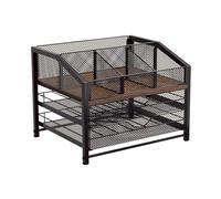 Organiseur de café, étagère de rangement en métal et bois à 3 niveaux avec espace de rangement spacieux,organisateur de station de café - Pour comptoir, placard, bureau, mur, réfrigérateur, maison