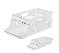 Organiseur de canettes de soda, étagère de rangement pour boissons, bac de réfrigérateur, design empilable, transparent, durable, idéal pour réfrigérateur, dortoir, location d'hôtel, 34 x 8 x 20 cm