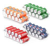 Organiseur de canettes de soda Simple Houseware pour r frig rateur/garde-manger, lot de 4 transparents
