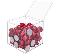 Organiseur de capsules - EXZACT - Cube 15 cm - Acrylique transparent - Couvercle ouverture douce - Compatible Nespresso