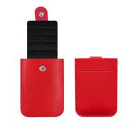 Organiseur de cartes de visite en cuir synthétique épais empilable avec plusieurs emplacements sécurisés et fermeture à bouton-pression compact et portable (rouge)