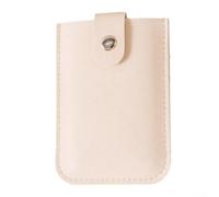 Organiseur de cartes de visite en cuir synthétique épais empilable avec plusieurs emplacements sécurisés et fermeture à bouton-pression compact et portable (blanc)
