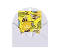 Organiseur de cartes de vœux jaune citron et abeille avec support vierge à l'intérieur pour cartes d'anniversaire, cartes d'invitation