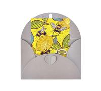 Organiseur de cartes de vœux jaune citron et abeille avec support vierge à l'intérieur pour cartes d'anniversaire, cartes d'invitation