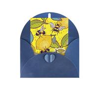 Organiseur de cartes de vœux jaune citron et abeille avec support vierge à l'intérieur pour cartes d'anniversaire, cartes d'invitation