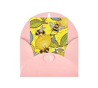 Organiseur de cartes de vœux jaune citron et abeille avec support vierge à l'intérieur pour cartes d'anniversaire, cartes d'invitation