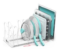 Organiseur de casseroles extensible 10 compartiments Simple Houseware en plastique blanc et m tal 12-22 L x 9,5 l x 8,5 H