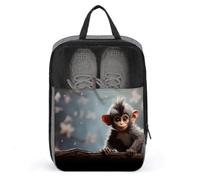 Organiseur de chaussures avec poignée - Sac de rangement portable pour chaussures de voyage - Motif singe mignon - Pour homme et femme - Style - Taille unique, Style :, Taille unique, Sacs à