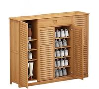 Organiseur de chaussures en bambou - Étagère à chaussures pour 23 à 28 paires avec tiroir et volet - Armoire idéale pour le salon, l'entrée, le couloir