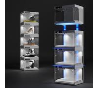 Organiseur de chaussures en plastique transparent empilable avec contrôle intelligent LED pour l'affichage et la collection de baskets