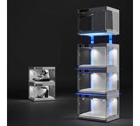 Organiseur de chaussures en plastique transparent empilable pour présentation et collection de baskets avec contrôle intelligent LED