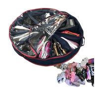 Organiseur de chaussures - Sac à chaussures rond en tissu avec 10 séparateurs | Pochette à chaussures de voyage multifonction | Organiseur de placard portable avec housse transparente pour le