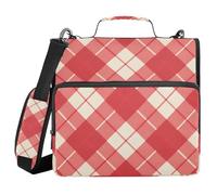 Organiseur de classeur à carreaux vichy rouge à 3 anneaux de 3,8 cm avec bandoulière et poche zippée pour fournitures scolaires