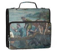 Organiseur de classeur à fermeture éclair de 3,8 cm à 3 anneaux Raphael Miraculous Poissons de courants d'air multi-poches Grand porte-documents d'école Sac avec bandoulière