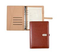 Organiseur de classeur A5 - Agenda d'affaires unisexe - Journal en cuir synthétique - Classeur à 6 anneaux - Bloc-notes rechargeable - Organiseur de voyage pour homme et femme - Marron