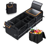 Organiseur de coffre de voiture avec sac isotherme, pliable, avec plusieurs compartiments, organiseur de coffre de voiture, housse pliable, sangles de sécurité réglables