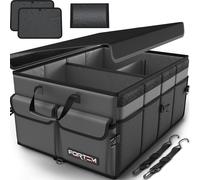 Organiseur De Coffre De Voiture, Pliable, Plusieurs Compartiments, Rangement Suv Pliable Pour Accessoires De Voiture, Fond Antidérapant, Sangles De Sécurité, Couvercle Souple, 65 L (Gris, L)[Z67]