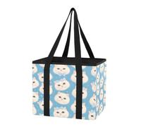 Organiseur de coffre de voiture réutilisable et robuste, avec visages de chats mignons, sacs fourre-tout imperméables avec longues poignées pour pique-nique, sorties de vacances, voyage