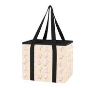 Organiseur de coffre de voiture réutilisable et robuste, sac d'épicerie rétro Phlox beige pliable avec fond rigide et poignées pour cuisine, pique-nique